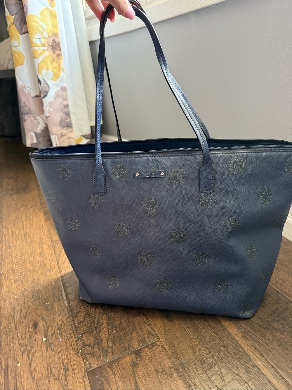 kate spade Navy Glitter Polka Dot Tote